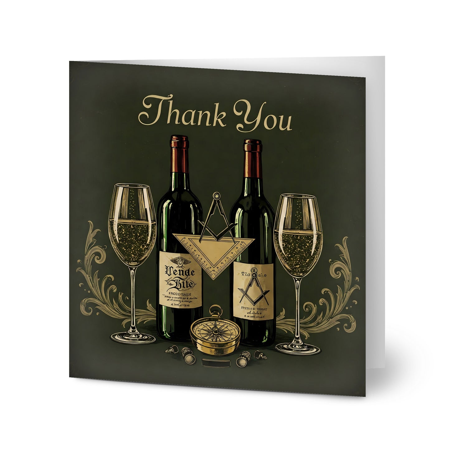 Masonic Wine 'Thank You' Cards (pack of 10)