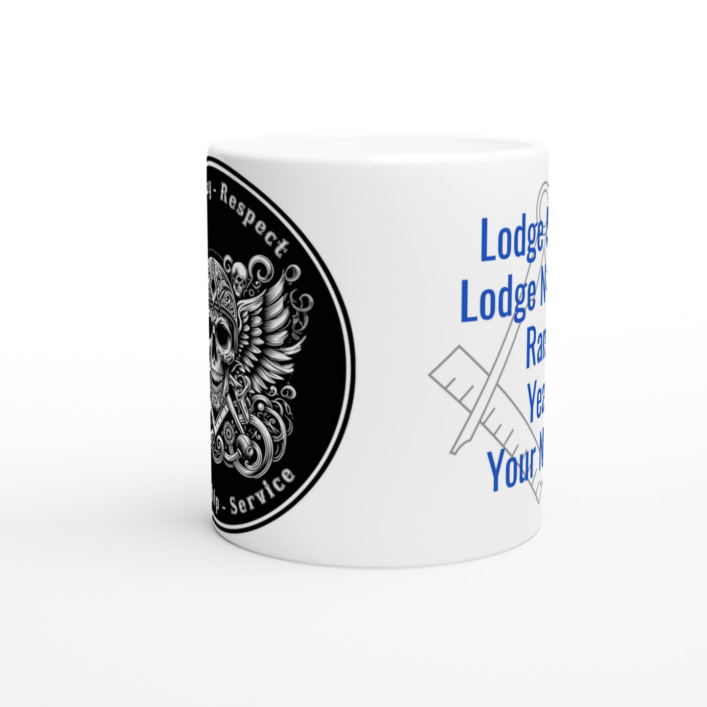 Personalised Masonic Biker Skull Gift Mug