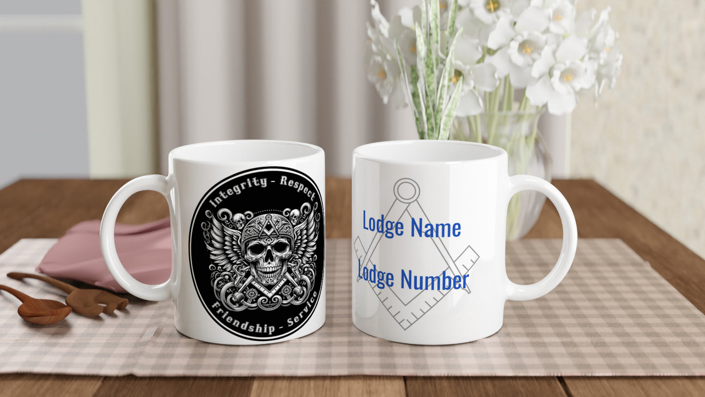 Personalised Masonic Biker Skull Gift Mug