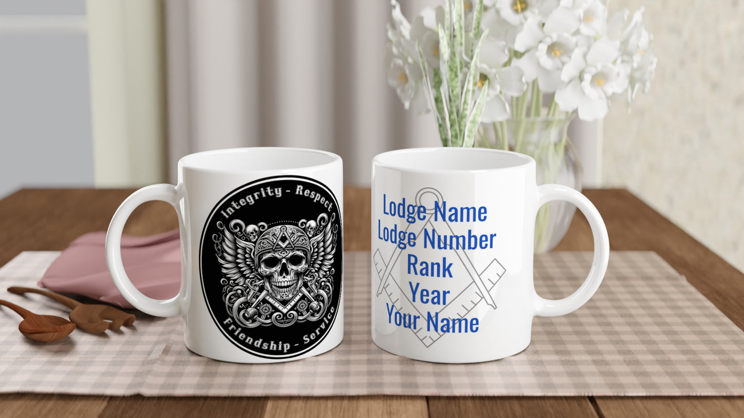 Personalised Masonic Biker Skull Gift Mug