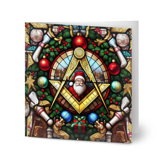Santa Claus Stained Glass Masonic Christmas Cards (pack of 10)