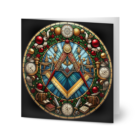 Stained Glass Window Masonic Christmas Cards (pack of 10)